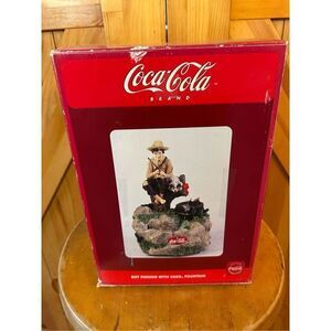 Coca Cola Table Top Water Fountain Norman Rockwell Boy Fishing with Dog Coke (86